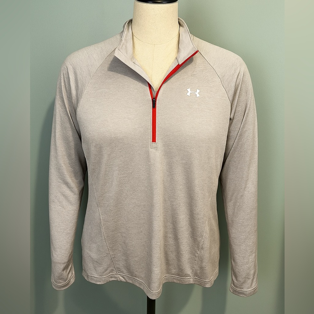 Under Armour Gray and Red Quarter-Zip Pullover